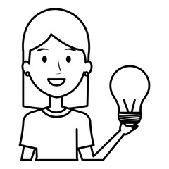 woman with bulb light
