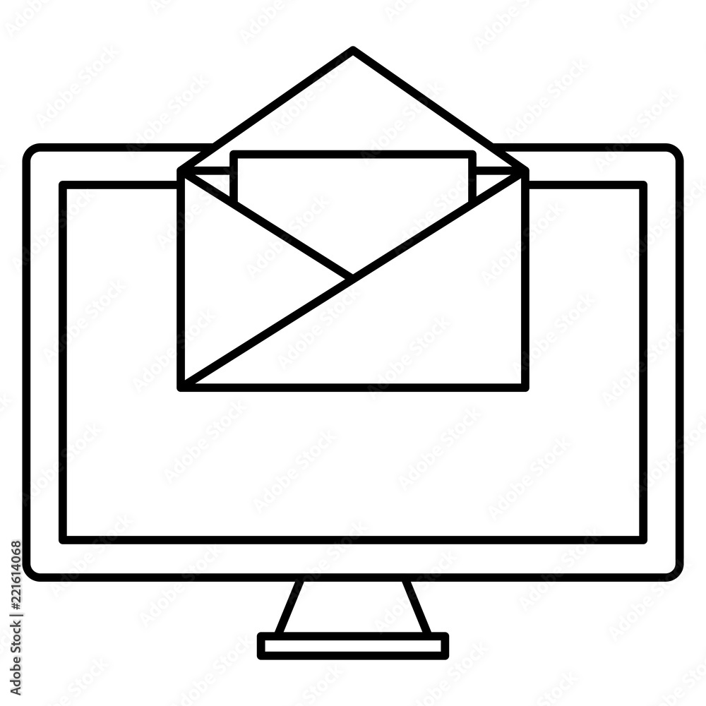 Poster monitor computer desktop with envelope