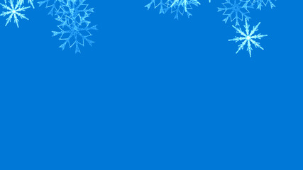 Abstract background with a variety of colorful snowflakes. Big and small.