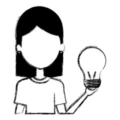 woman with bulb light