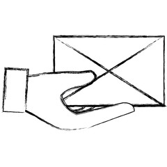 hand with envelope mail