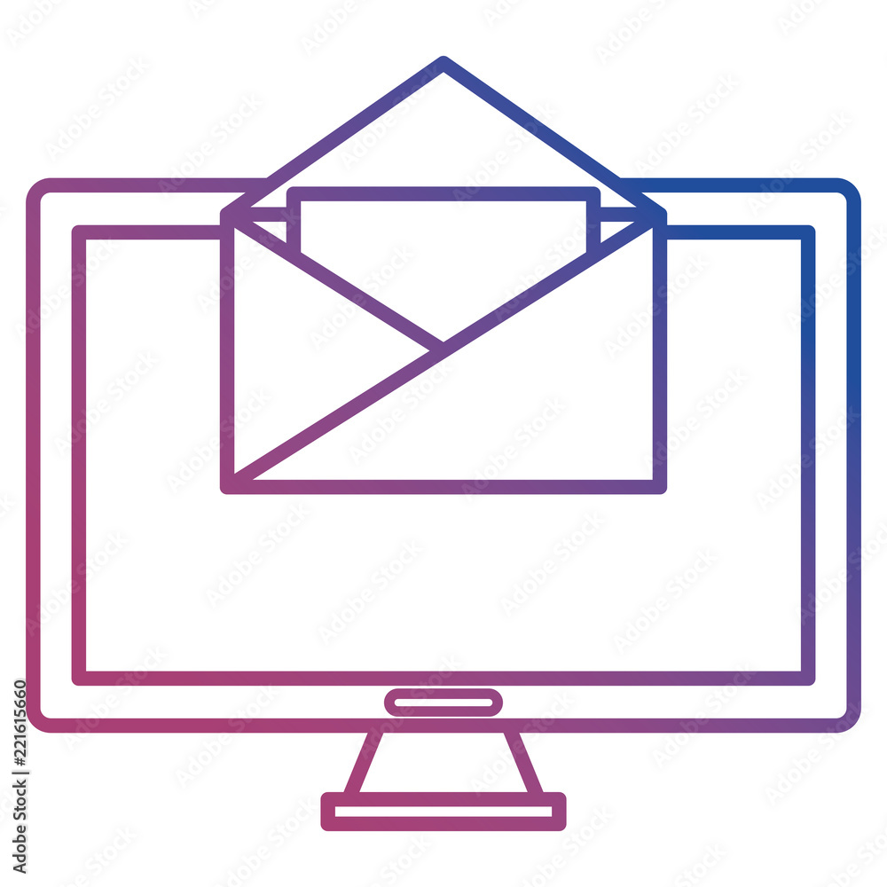 Poster monitor computer desktop with envelope