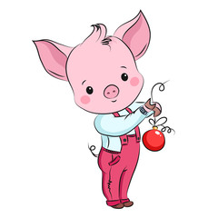 Cute little pig. Cartoon vector character