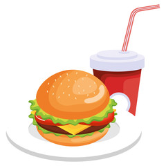 delicious burger with soda