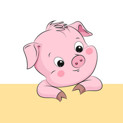 Cute little pig. Cartoon vector character