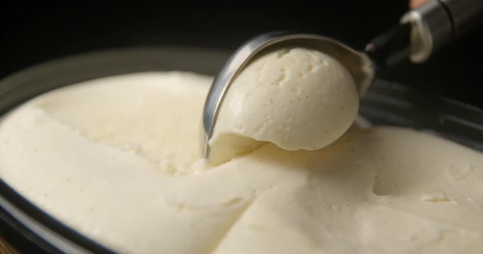 Vanilla ice cream serving slow motion