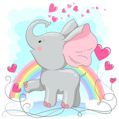 Cute baby elephant  with hearts