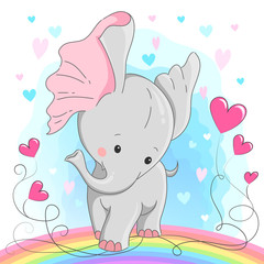Cute baby elephant  with hearts