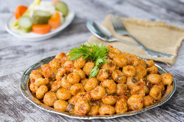 Turkish foods; bulgur garlic meatball (sarimsakli kofte)