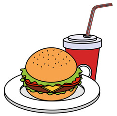 delicious burger with soda