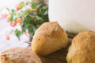 big breads on the table, homemade food