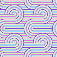 Abstract vector seamless op art pattern. Colorful pop art, graphic ornament. Optical illusion 70s