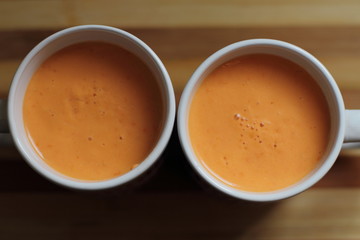 fresh home made gazpacho in cups 