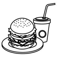 delicious burger with soda