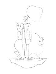 young man with speech bubble character