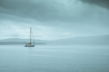 Fototapeta premium Tivat town during the rain, Montenegro
