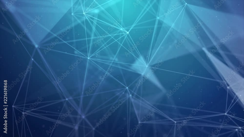 Poster 229. dark blue geometric abstract connected line and dots seamless loop background. scientific conce
