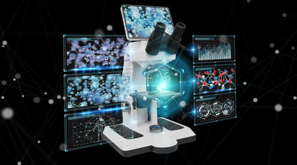 Modern digital microscope with screen analysis 3D rendering