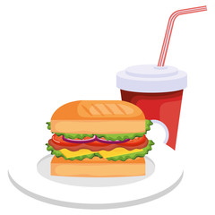 delicious burger with soda