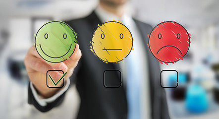 Businessman drawing thin line customer satisfaction rating