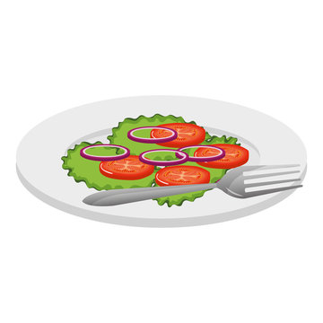 dish with vegetables and fork