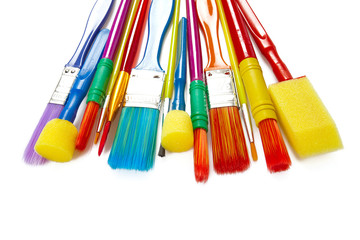  colorful paintbrushes isolated on white