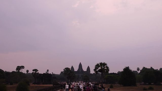 Angkor Wat, part of Khmer temple complex, popular among tourists ancient lanmark and place of worship in Southeast Asia. Siem Reap, Cambodia.