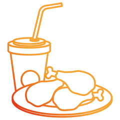 dish with chicken thighs and soda