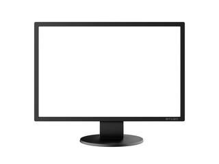 Computer monitor on white background. 3D rendering.