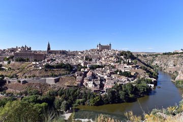 Fototapeta na wymiar Panorama of Toledo in Spain with the river Tagus