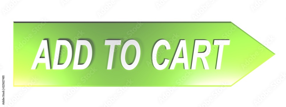 Poster add to cart on green arrow - 3d rendering