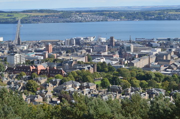 Fototapeta na wymiar Views over Dundee and the River Tay, Scotland from The Law, September 2018