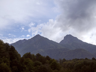 Clouds over the mountain Krasnaya Polyana Sochi