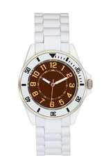White wrist watch isolated with clipping path