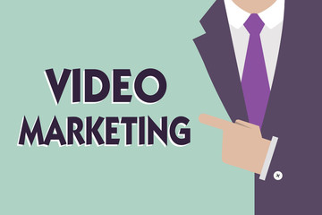Text sign showing Video Marketing. Conceptual photo create short videos about specific topics using articles.