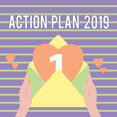 Conceptual hand writing showing Action Plan 2019. Business photo showcasing to do list contain number of things be done next year.