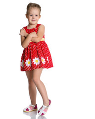 The little girl is full-length.