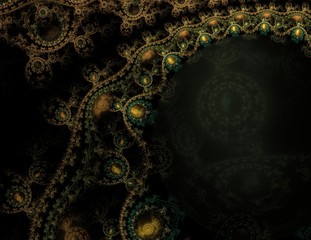 An abstract cosmic fractal on the black background