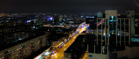 Voronezh. View from the height of the night Avenue