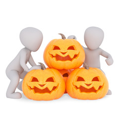 presenting the pumpkin with face