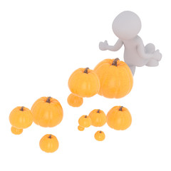 run away in front of pumpkins