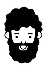 young man head with beard avatar character