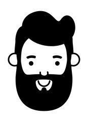 young man head with beard avatar character