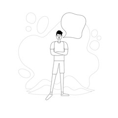 young man with speech bubble character