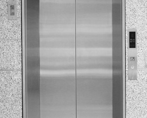 elevator with closed door of disabled