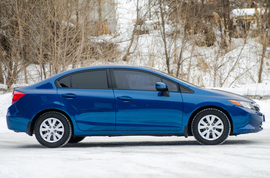 The Car Parked On The Nature Of Different Colors From Different Angles