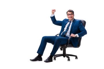 Businessman sitting on chair isolated on white