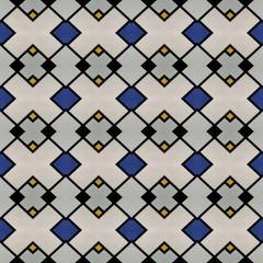 Fabric print. Geometric pattern in repeat. Seamless background, mosaic ornament, ethnic style.
