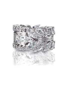 Beautiful Diamond Wedding Band Engagement Ring With Marquis Diamonds Antique Art Deco Style