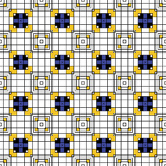 Fabric print. Geometric pattern in repeat. Seamless background, mosaic ornament, ethnic style.